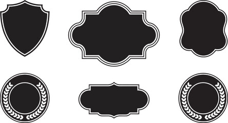 Assorted blank badges and labels in black and white provide a canvas for custom designs and unique creative projects