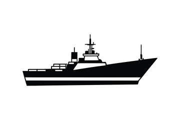 Fototapeta premium Striking Silhouette of a Modern Warship Navigating the Open Seas a Powerful Symbol of Naval Strength and Maritime Security silhouette This image features