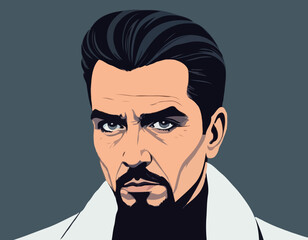 Digital Painting of a Mysterious Man with Deep Expression