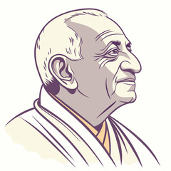 Watercolor Portrait of an Elderly Man with Wrinkles and Wisdom