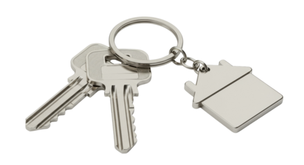 House keys with house keychain isolated PNG with Transparent Background