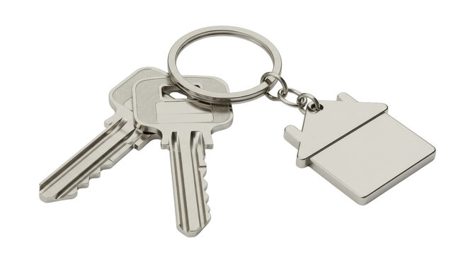 House keys with house keychain isolated PNG with Transparent Background