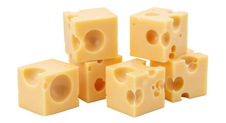 Isolated Stack of Swiss Cheese Cubes
