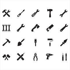 set of tools silhouette illustration 