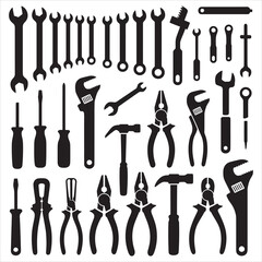 set of tools silhouettes