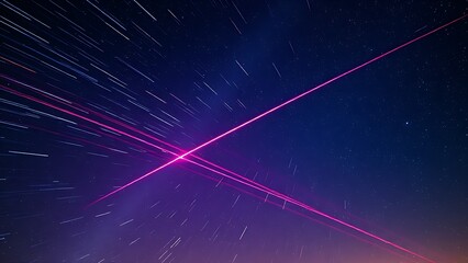Double-exposure night sky with intersecting vibrant meteor trails, representing celestial events.