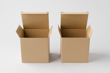 Kraft cardboard packaging box mockup on neutral background