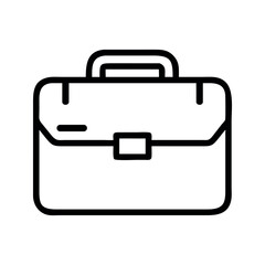 Black outline of a briefcase with a handle and clasp luggage business