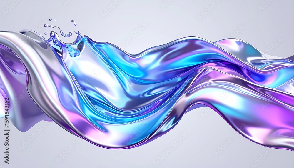Wall mural abstract blue background with dynamic liquid wave design with flowing lines and modern digital art c