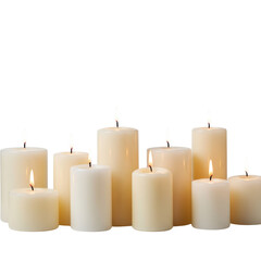 Burning Candles in a Row isolated PNG with Transparent Background
