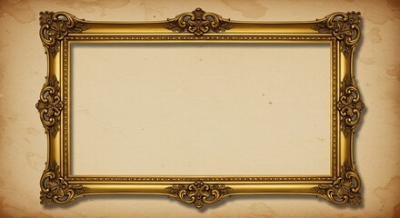 Ornate Gold Frame on Textured Background, Vintage Elegance
