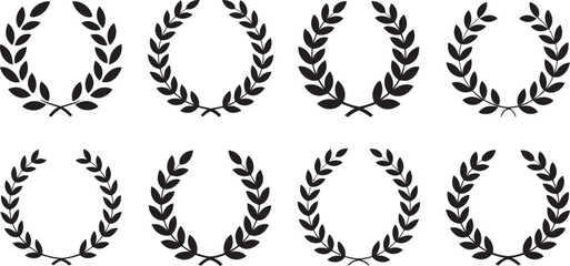 Elegant black laurel wreaths create a classic, decorative element perfect for awards, heraldry, and refined design projects.