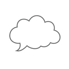 Fototapeta premium Cloud-shaped speech bubble element on blank white background with grey outline. Speech bubble icon with clean minimalist design is simple, modern, and engaging