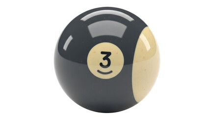 Isolated Billiard Ball Number 3 with Dark Gray Color