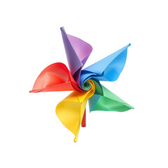 Colorful paper pinwheel, vibrant hues, origami style