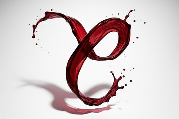 Dynamic red wine splash creating fluid motion and elegant form on clean white background is artistic
