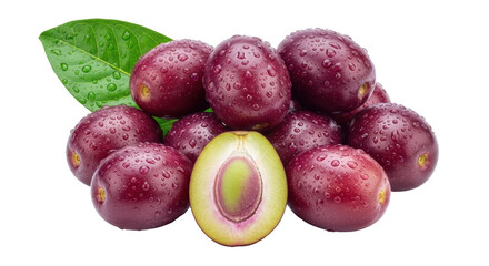 Isolated Damson Plums with Leaf