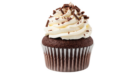 Isolated Chocolate Cupcake with Whipped Cream