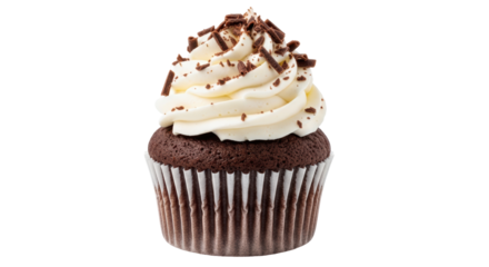 Isolated Chocolate Cupcake with Whipped Cream