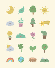 귀여운 자연물 캐릭터 손그림 일러스트