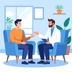 Obraz premium A man and doctor engaged in a consultation session in a comfortable office setting.