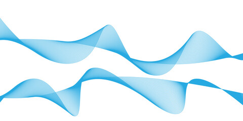 Abstract blue smooth wave on a white background. Dynamic sound wave. Design element. wave background.