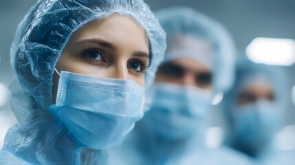 Research team examining samples in a sterile clean room environment