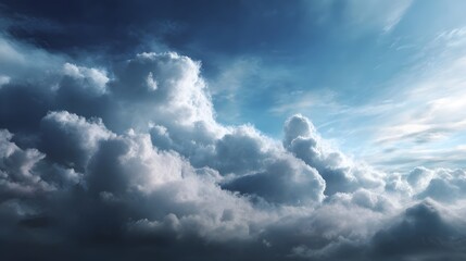 Obraz premium Expansive blue sky with fluffy clouds and a wide open center