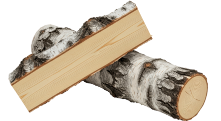 Isolated birch logs