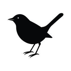 A wren bird silhouette vector illustration.
