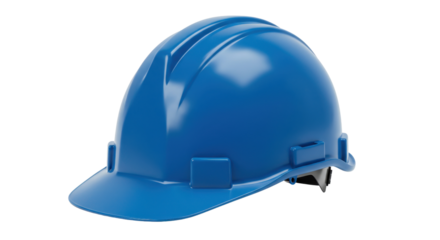Blue hard hat for construction and safety isolated PNG with Transparent Background