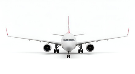 Naklejka premium Frontal View of Modern Passenger Jet Against White Background