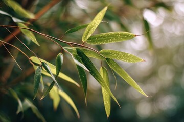 Close-up of vibrant bamboo leaves