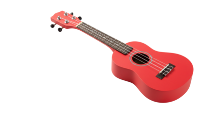 Bright Red Ukulele Product Shot Isolated on Clean White Background