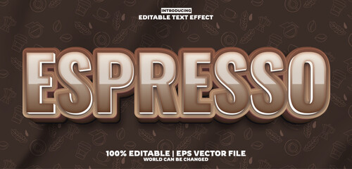 Espresso Coffee editable text effect in new modern trend style