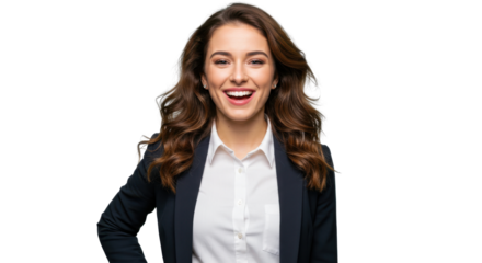 Smiling young businesswoman in a suit isolated PNG with Transparent Background