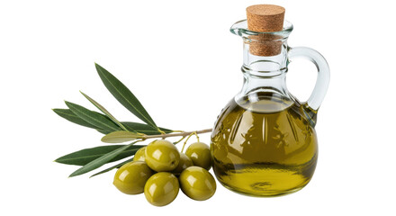 Isolated Olive Oil and Olives