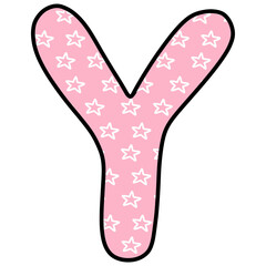 Illustration of pink star pattern letter Y