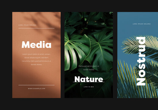 Vertical Social Media Layouts With Various Texture Backgrounds