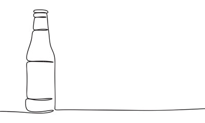 A Bottle One Line Continuous. Line Art Silhouette Bottle Vector Art.