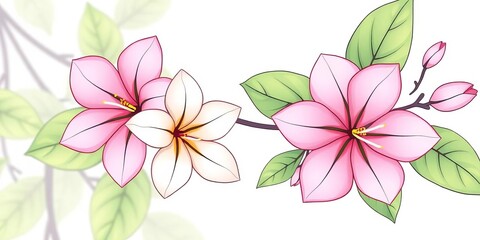 Delicate line art jasmine floral bunch, elegant and beautiful vector illustration, spring, drawing
