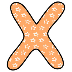Illustration of orange star pattern letter X