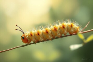 Fototapeta premium Impressionism Caterpillar Light airy and peaceful depiction with