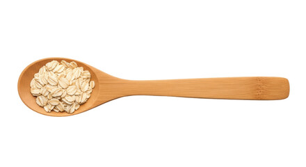 Isolated Oats in Wooden Spoon