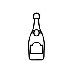 Champagne bottle line icon for New Year and celebration