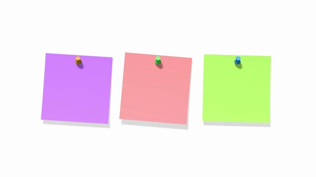 drei schaukelnde leere bunte Notizzettel