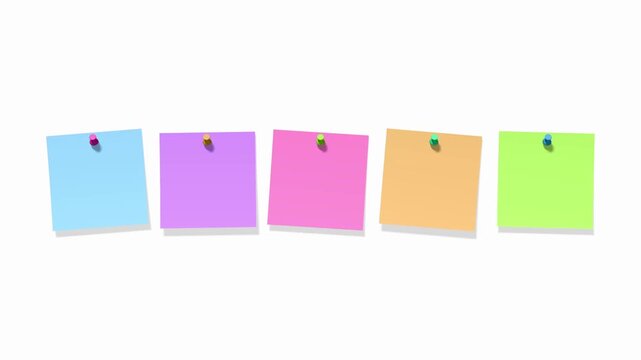 f&uuml;nf schaukelnde leere bunte Notizzettel
