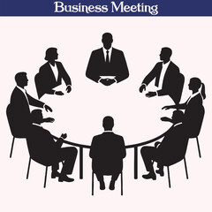 Silhouette of Businesspeople in a Roundtable Meeting

