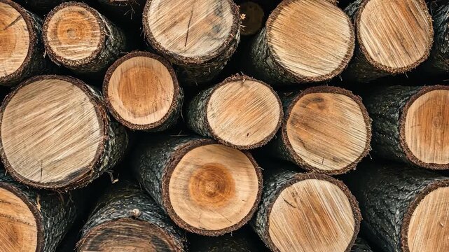 Stacked tree trunks