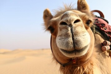 Camel using a compass to navigate a desert
